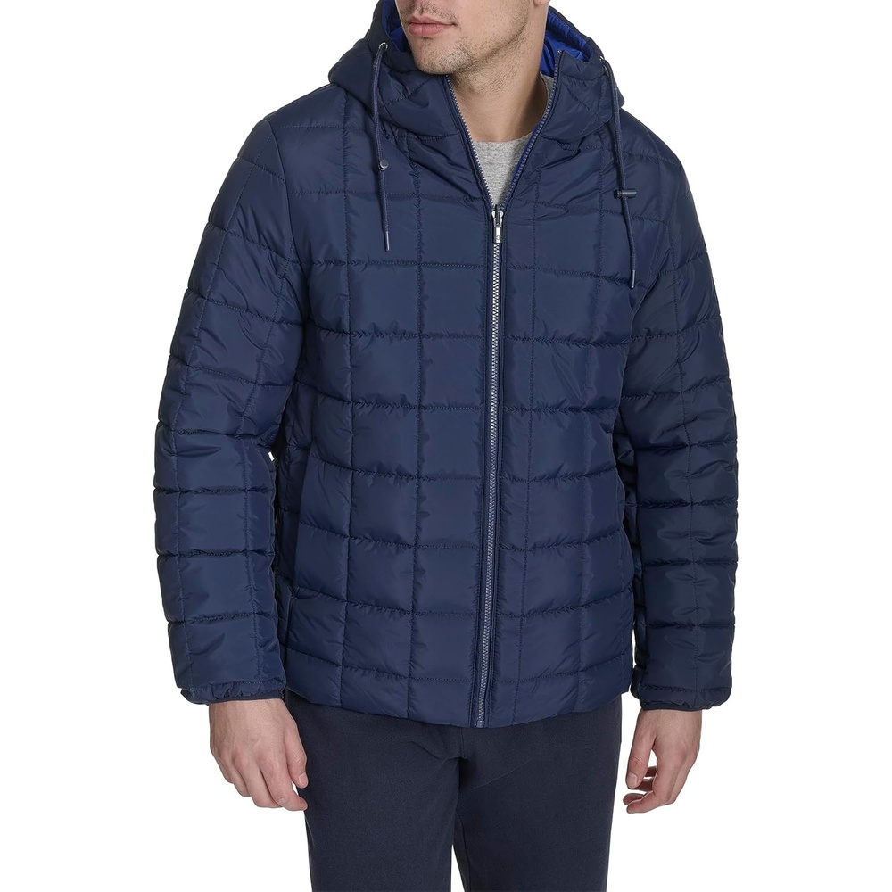 image:imageChampion Mens Reversible Box Quilted Hooded JacketNavyRoyal Blue
