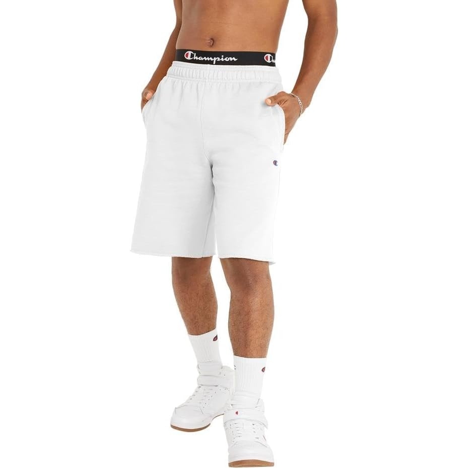 image:imageChampion Mens Shorts Fleece Midweight Shorts Athletic Shorts With Pockets Reg Or Big amp TallWhite C Patch Logo