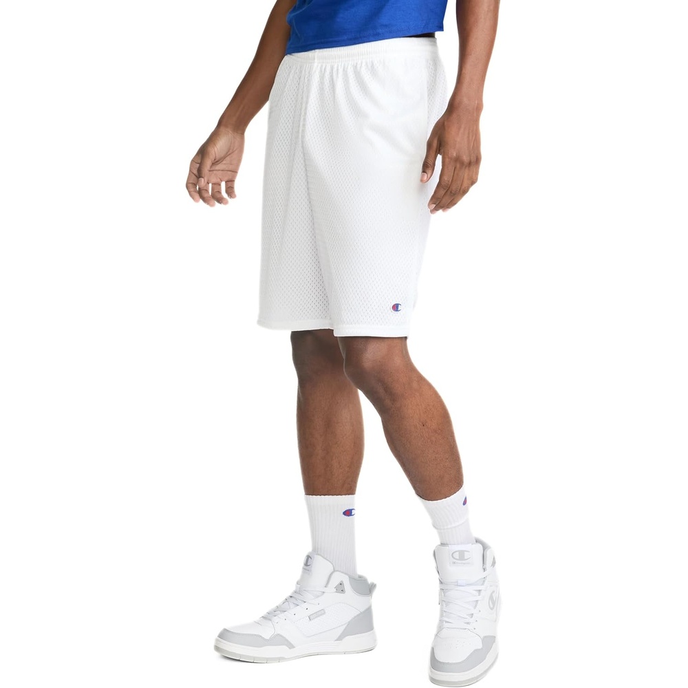 image:imageChampion Mens Shorts Mens Mesh Gym Shorts Lightweight Athletic Shorts Reg Or Big amp TallWhite  C Patch Logo