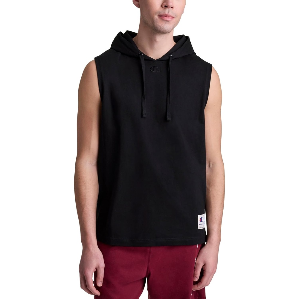 image:imageChampion Mens Sleeveless TShirt Hoodie Standard Fit LightweightBlack C Logo