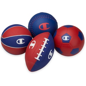 Champion All-Weather Mini Sports Balls (Pack of 3, Classic), Rubber & PVC-Cover Soccer, Basketball & Football, Durable Construction for Backyard, Playground, School, and Indoor Play(RED/WHITE/BLUE)