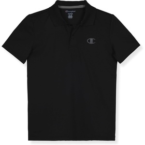 Champion Boys Athletic Short Sleeve Polo Shirt with Moisture Wicking Stretch Fabric(Black)