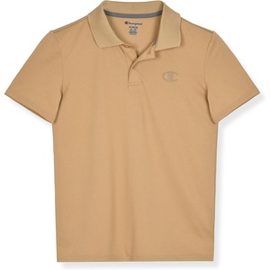Champion Boys Athletic Short Sleeve Polo Shirt with Moisture Wicking Stretch Fabric(Khaki)