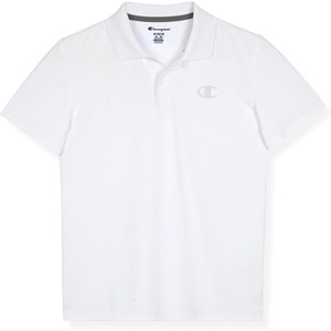 Champion Boys Athletic Short Sleeve Polo Shirt with Moisture Wicking Stretch Fabric(White)