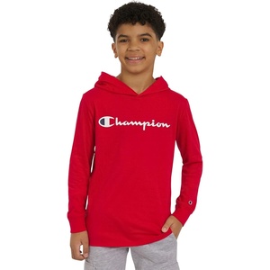 Champion Boys’ Boys Long Sleeve Hooded Shirt(Lychee Red)