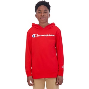 Champion Boys’ Boys Long Sleeve Hooded Shirt(Signature Lychee Red)