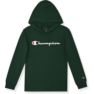 Champion Boys’ Boys Long Sleeve Hooded Shirt(Signature Pine Green)