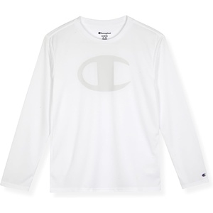 Champion Boys Long Sleeve Tech T-Shirt Athletic Performance Tee(Bright White)