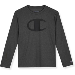 Champion Boys Long Sleeve Tech T-Shirt Athletic Performance Tee(Charcoal Heather)
