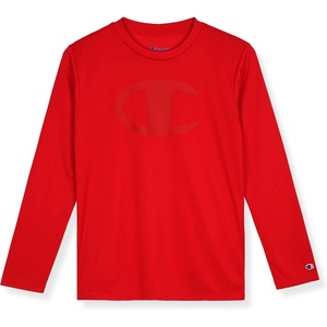 Champion Boys Long Sleeve Tech T-Shirt Athletic Performance Tee(Lychee Red)