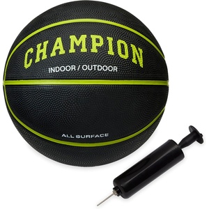 Champion Downtown Basketball – Durable Rubber Cover with Deep Channels for Better Control, Anti-Burst Butyl Bladder, Includes Ball Pump, for Indoor/Outdoor Play(BLACK/EVENING PRIMROSE)