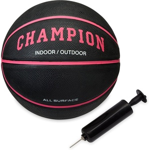 Champion Downtown Basketball – Durable Rubber Cover with Deep Channels for Better Control, Anti-Burst Butyl Bladder, Includes Ball Pump, for Indoor/Outdoor Play(BLACK/KNOCKOUT PINK)