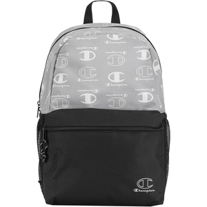 Champion Kids’ Merit Backpack with Padded Straps, Water Bottle Pocket and Laptop Compartment for Daily Use, Grey/White, One Size(Grey/White)