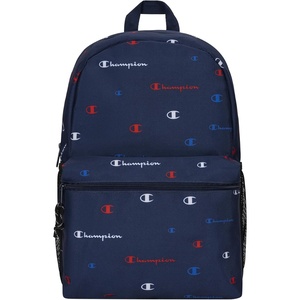 Champion Kids’ Merit Backpack with Padded Straps, Water Bottle Pocket and Laptop Compartment for Daily Use, Grey/White, One Size(Navy/Champion Red)