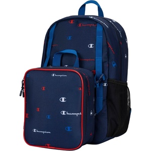 Champion Kids’ Mode 2-Piece Backpack and Insulated Lunch Box Combo Set with Laptop Compartment, Padded Straps, Water Bottle Pocket for Daily Use, Golf Green/Navy, One Size