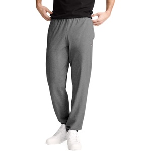 Champion Men’s Cinched-Bottom Lounge Pants, Standard Fit, Lightweight 100% Cotton, Available in Regular and Big & Tall(Granite Gray Heather)