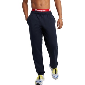 Champion Men’s Cinched-Bottom Lounge Pants, Standard Fit, Lightweight, Available in Regular and Big & Tall(Navy – C Logo)