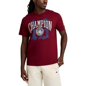 Champion Men’s Classic Graphic Short Sleeve T-Shirt, Standard Fit, Modern Retro Gothic ’19 Graphic(Pomegranate – Gothic ’19)