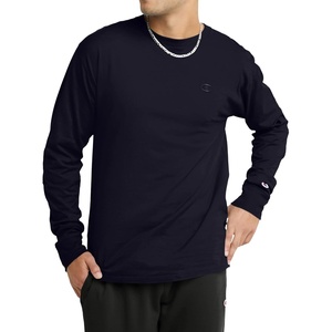 Champion Men’s Classic Long Sleeve T-Shirt, Standard Fit, Script & C Logo, Available in Regular and Big & Tall(Deep Navy)