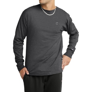 Champion Men’s Classic Long Sleeve T-Shirt, Standard Fit, Script & C Logo, Available in Regular and Big & Tall(Granite Heather)