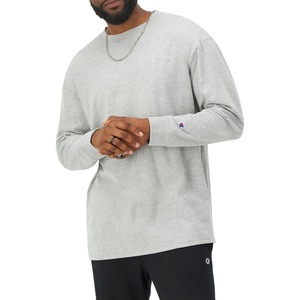 Champion Men’s Classic Long Sleeve T-Shirt, Standard Fit, Script & C Logo, Available in Regular and Big & Tall(Platinum Silver Heather)