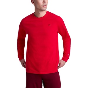 Champion Men’s Classic Long Sleeve T-Shirt, Standard Fit, Script & C Logo, Available in Regular and Big & Tall(Tango Red)