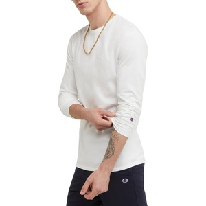 Champion Men’s Classic Long Sleeve T-Shirt, Standard Fit, Script & C Logo, Available in Regular and Big & Tall(White)