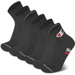 Champion Men’s High Quarter Socks – 6-pack Moisture-wicking Athletic Socks With Cushioning & Arch Support (Size 6-12)(Black Cuff Logo)