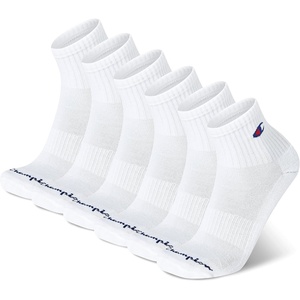 Champion Men’s High Quarter Socks – 6-pack Moisture-wicking Athletic Socks With Cushioning & Arch Support (Size 6-12)(White)
