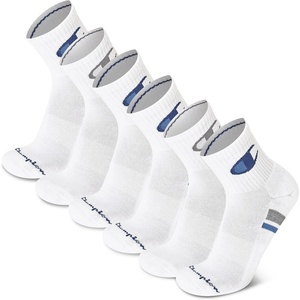 Champion Men’s High Quarter Socks – 6-pack Moisture-wicking Athletic Socks With Cushioning & Arch Support (Size 6-12)(White Cuff Logo)