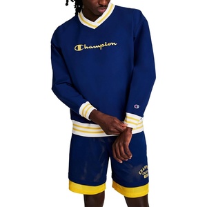 Champion Men’s Lightweight V-Neck Woven Pullover, Standard Fit, Script Logo(Blue Depths)