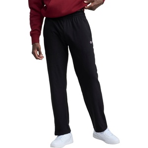 Champion Men’s Open-Bottom Lounge Pants, Standard Fit, Lightweight, 100% Cotton, Available in Regular and Big & Tall(Black)
