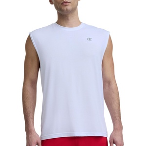 Champion Men’s Performance Sport Crewneck Muscle Tee, Standard Fit, Lightweight, Breathable(Bright White)