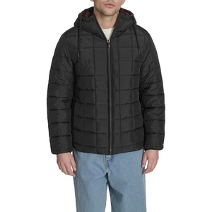 Champion Men’s Reversible Box Quilted Hooded Jacket(Black/Burgundy)
