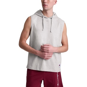 Champion Men’s Sleeveless T-Shirt Hoodie, Standard Fit, Lightweight(Oxford Gray Heather – C Logo)