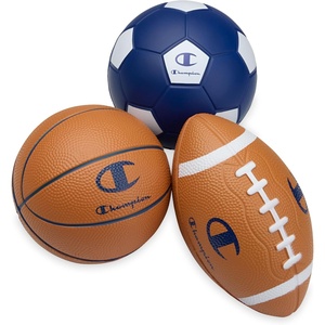 Champion Multi-Sport Foam Ball Set for Kids (3-Pack), Soft PU Mini Soccer, Basketball & Football, with Durable Foam Build, Safe for Backyard, Playground, School, and Indoor Play