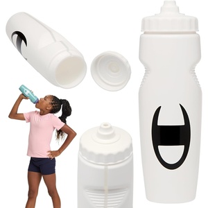 Champion Quench Squeeze Bottle, (Bonnie Blue, 24oz), BPA-Free Sports Water Bottle for One-Hand Use, For Gym, Cycling, and Sports, Leak-Proof Easy-Squeeze Design for Workout and Travel Hydration(White)
