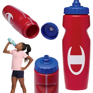 Champion Quench Squeeze Bottle, (Bonnie Blue, 24oz), BPA-Free Sports Water Bottle for One-Hand Use, For Gym, Cycling, and Sports, Leak-Proof Easy-Squeeze Design for Workout and Travel Hydration(Tango Red)