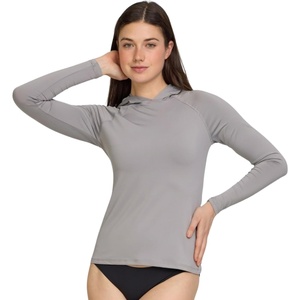 Champion Rash Guard for Women with Hood, Long Sleeve Hoodie Swim Shirts for Women, Quick Dry UPF 50+ SPF Sun & UV Protection(Grey)