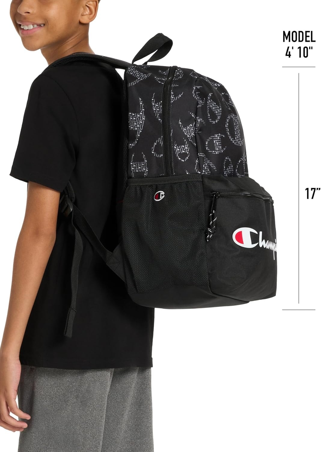 image:imageChampion Kids Merit Backpack with Padded Straps Water Bottle Pocket and Laptop Compartment for Daily Use Coral One SizeBlack Combo