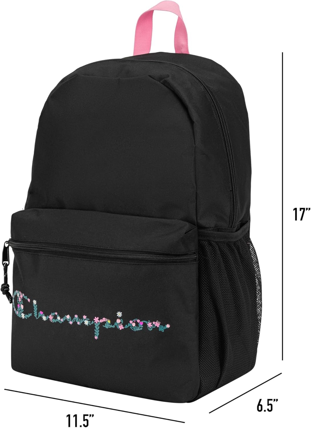 image:imageChampion Kids Merit Backpack with Padded Straps Water Bottle Pocket and Laptop Compartment for Daily Use Coral One SizePinkBlack