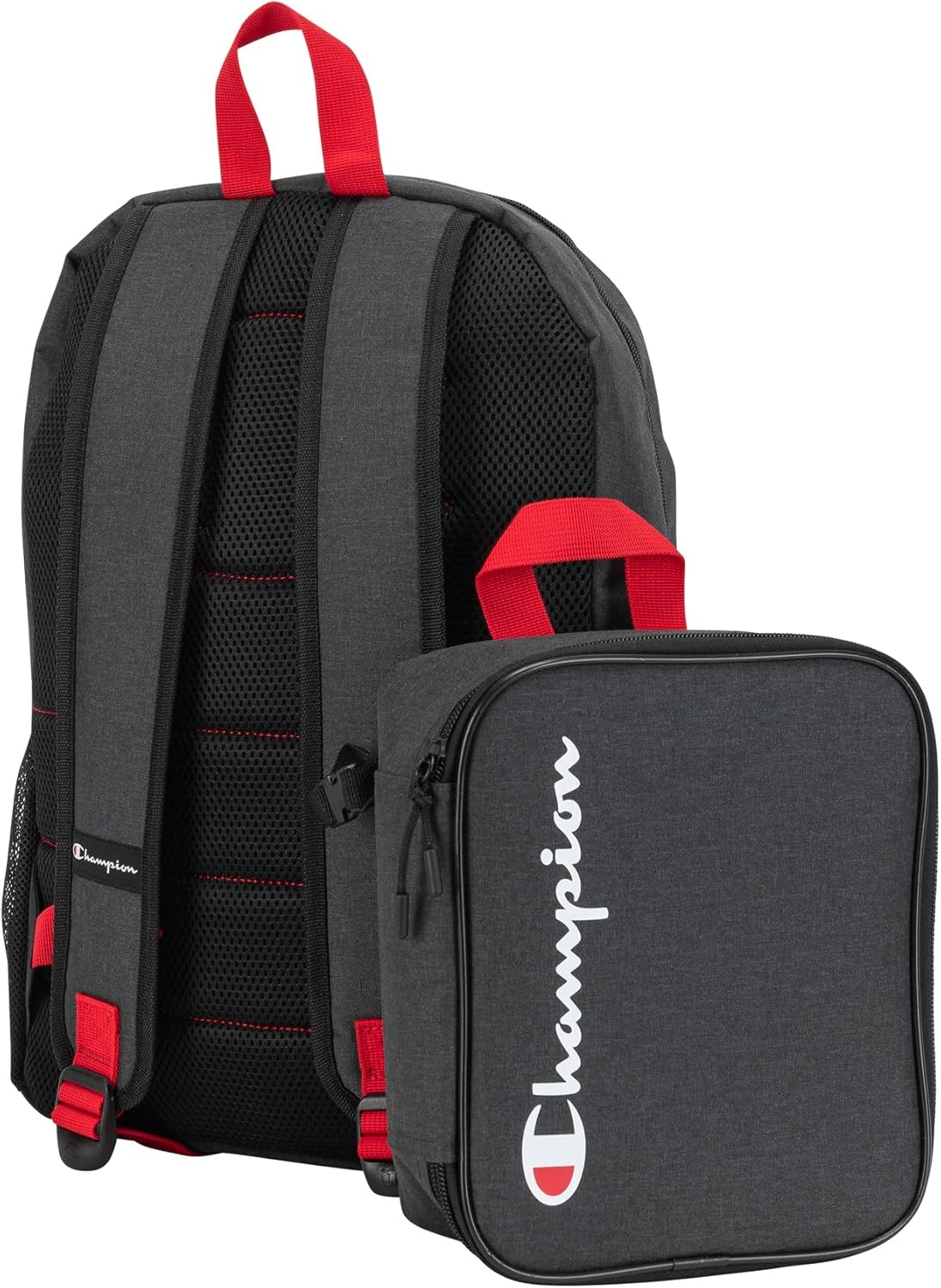 image:imageChampion Kids Mode 2Piece Backpack and Insulated Lunch Box Combo Set with Laptop Compartment Padded Straps Water Bottle Pocket for Daily Use Black Combo One Size