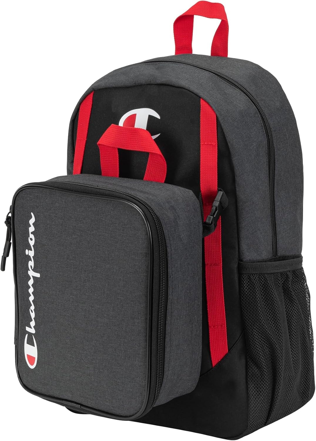 image:imageChampion Kids Mode 2Piece Backpack and Insulated Lunch Box Combo Set with Laptop Compartment Padded Straps Water Bottle Pocket for Daily Use Black Combo One Size