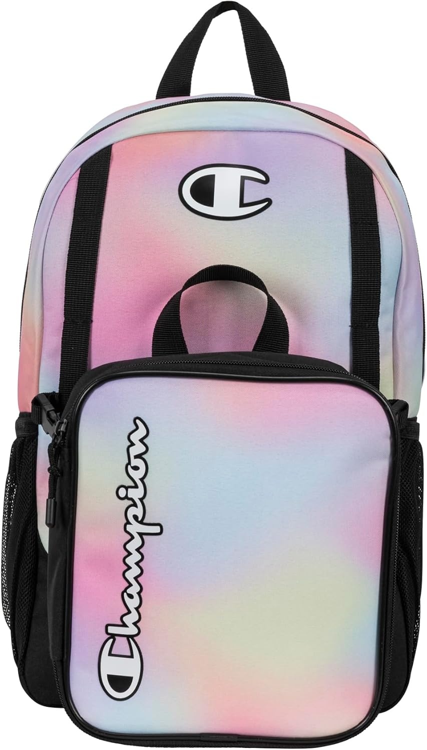 image:imageChampion Kids Mode 2Piece Backpack and Insulated Lunch Box Combo Set with Laptop Compartment Padded Straps Water Bottle Pocket for Daily Use Candlelight PinkIced AquaBlack One Size
