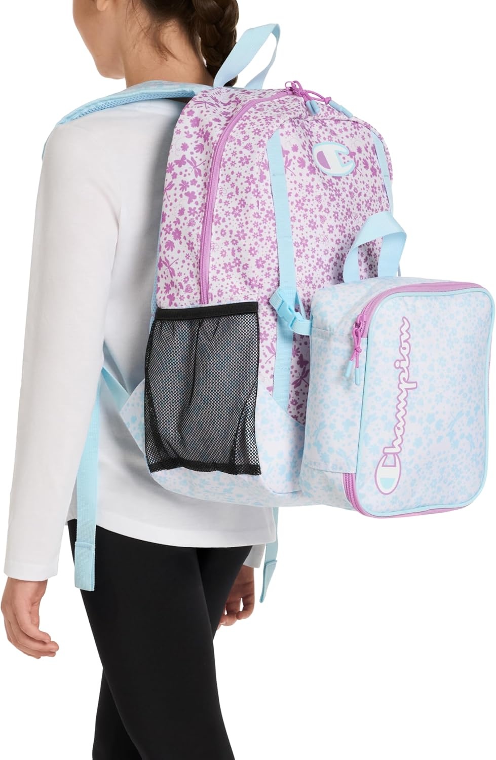 image:imageChampion Kids Mode 2Piece Backpack and Insulated Lunch Box Combo Set with Laptop Compartment Padded Straps Water Bottle Pocket for Daily Use Endless SkyRose One Size