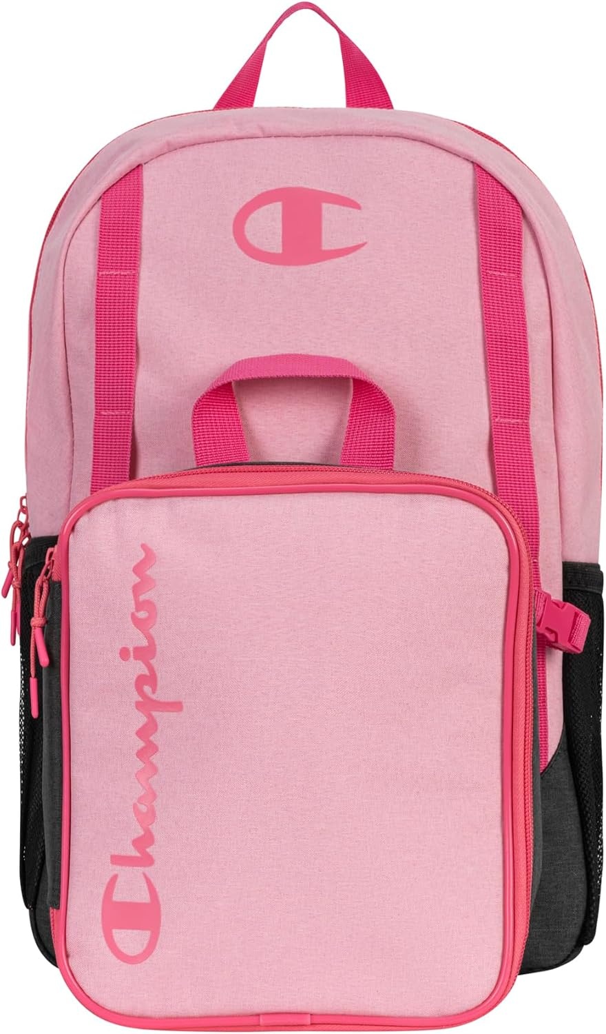 image:imageChampion Kids Mode 2Piece Backpack and Insulated Lunch Box Combo Set with Laptop Compartment Padded Straps Water Bottle Pocket for Daily Use Pink HeatherDark HeatherHot Pink One Size