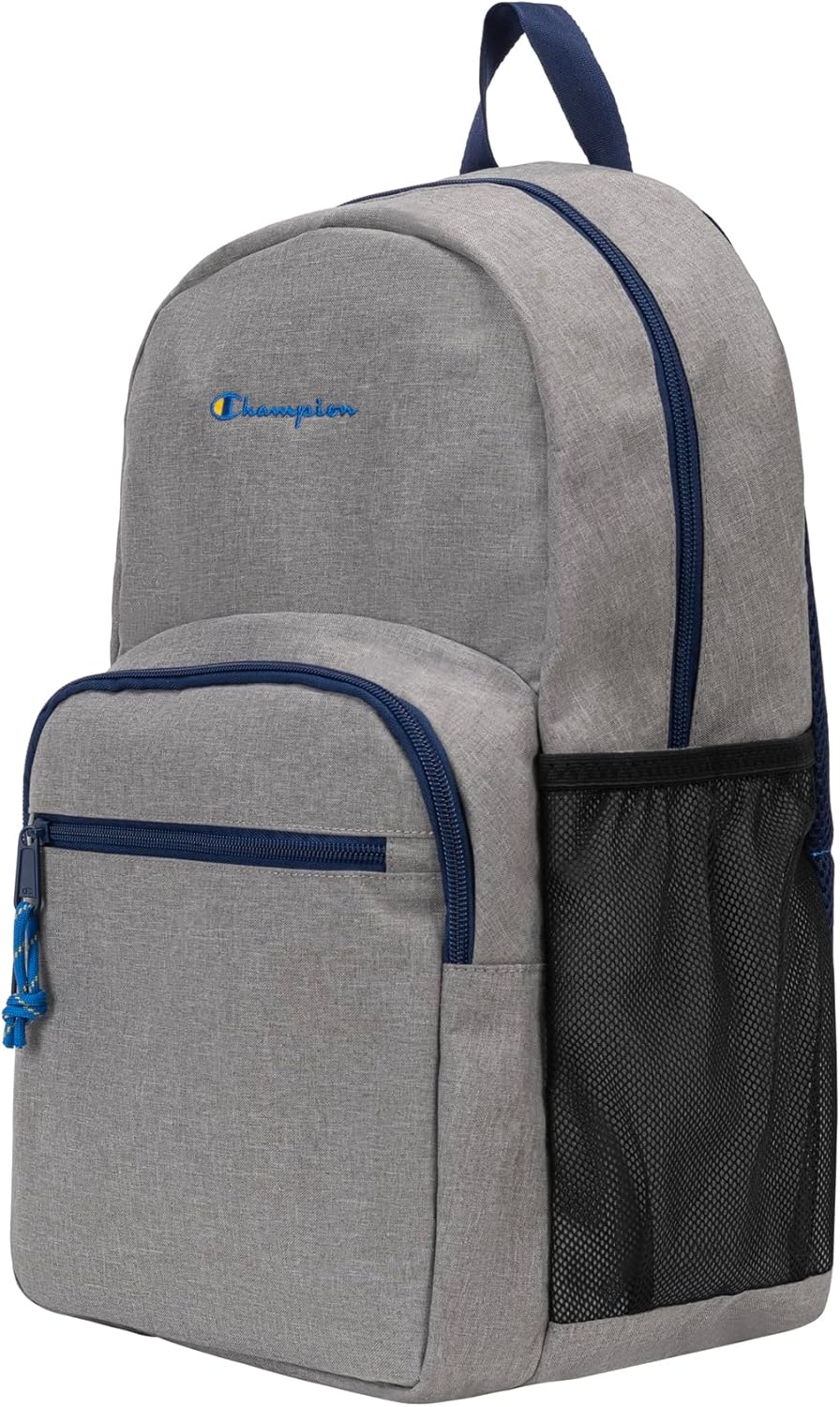 image:imageChampion Phase Laptop Backpack with Padded Adjustable Straps Water Bottle Pockets for Work Travel Commute BlackPomegranate One SizeLight Heather GreyBlue Depths