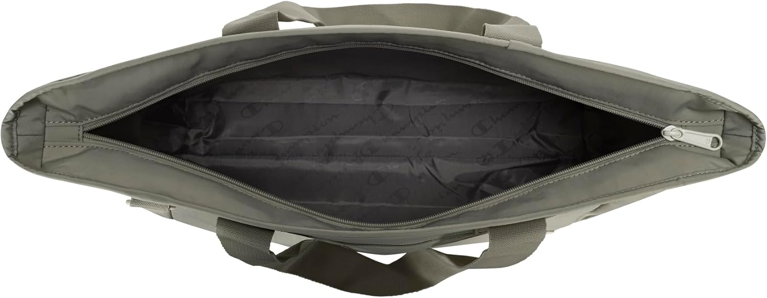 image:imageChampion Quartz Crinkle Nylon Tote with Laptop Sleeve Luggage Strap Zip ClosureAbbey Stone