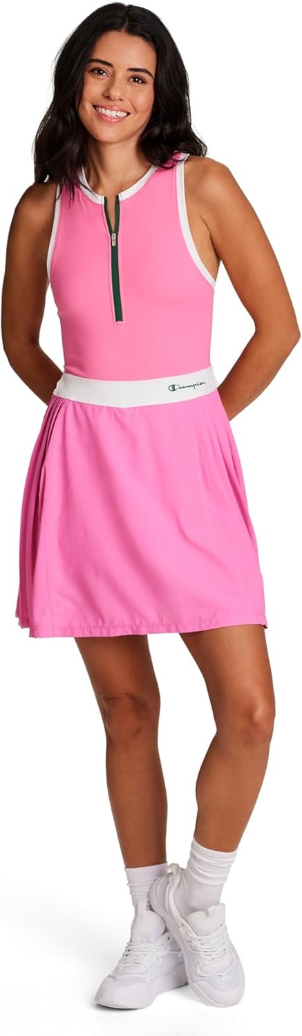 image:imageChampion Womens Match Point 14 Zip Sleeveless 325 Tennis Dress Fitted 3 Inner ShortPink Cosmos