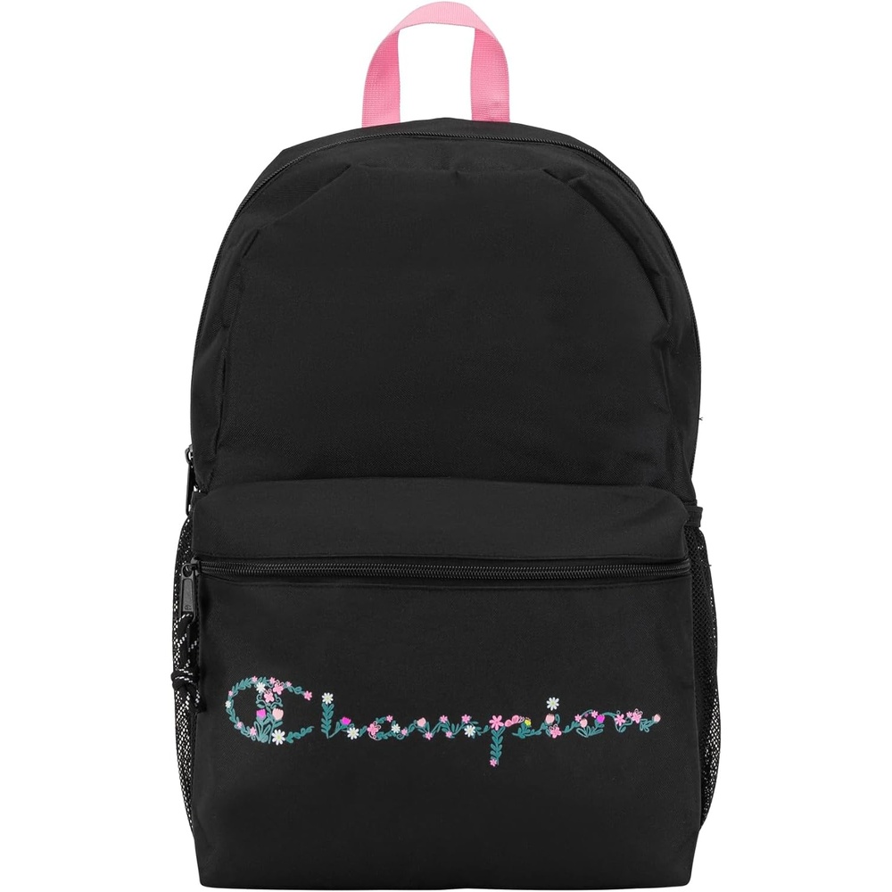 image:imageChampion Kids Merit Backpack with Padded Straps Water Bottle Pocket and Laptop Compartment for Daily Use Coral One SizePinkBlack